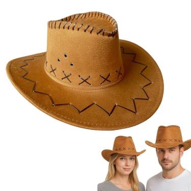 Imagem de Chapéu Adulto de Cowboy Western em Suede Caramelo com Circunferência 56cm Extra Festas