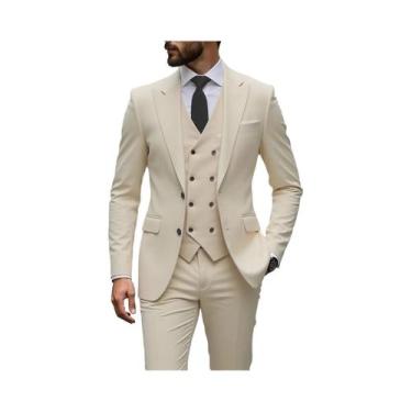 Imagem de Terno Slim Fit De 3 Peças Para Casamento Masculino: Jaqueta, Colete E 