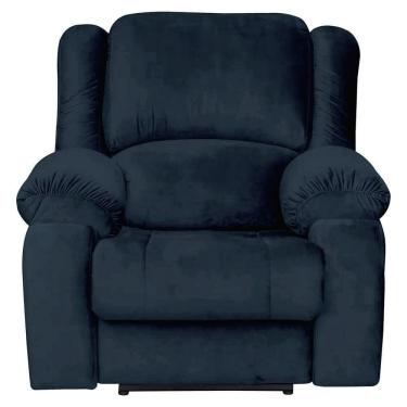 Imagem de Poltrona Magnum Reclinável Elétrica com Massagem e USB Veludo Azul Clássico Gran Belo