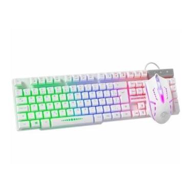 Imagem de Kit Mouse e Teclado Gamer Branco - K-Mex KMW52+MOA8 Rainbow