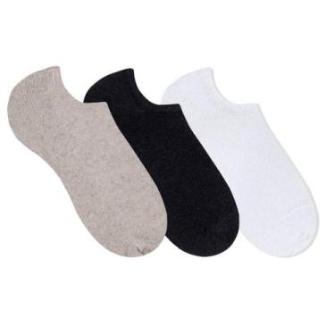Imagem de Kit Meia Sapatilha Esportiva Feminina 3 Pares Lisas - SELENE, Preto, C