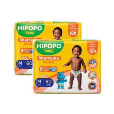 Imagem de Kit c/2un fralda calça hipopó tam m 60un cada