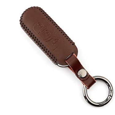 Imagem de YJADHU Leather Men Women's Car Remote Key Case Cover, Fit For Mazda 2 3 6 Atenza Axela Demio CX-5 CX5 CX-3 CX7 CX-9 2015 2016 2017 2018 2019,3 button Brown