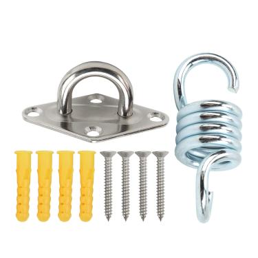 Imagem de Kit de suspensão de teto de aço inoxidável, kit de suspensão de teto antiferrugem 551lb de capacidade de alta dureza anticorrosão livre de rebarbas prontas para uso em ioga para balanços