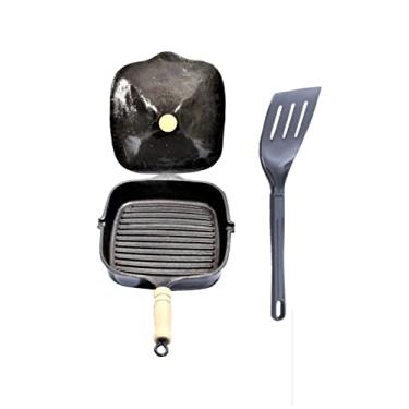 Imagem de Chapa Grill Redonda Antiaderente Alça 23x23cm e Espátula