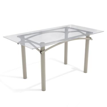 Imagem de Mesa de Jantar Retangular com Tampo de Vidro Elba Cinza 150 cm
