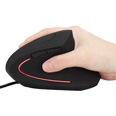 Imagem de Wendry Mouse ergonômico com fio, mouse óptico vertical para jogos de 3200 dpi, 6D ergonômico ajustável óptico vertical com LED, adequado para PC laptop (preto)