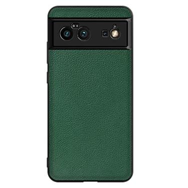 Imagem de Capa de couro para Google Pixel 6/6 Pro, capa antiderrapante de couro premium à prova de choque capa traseira fina, proteção antiarranhões, verde, 6 Pro 17 cm