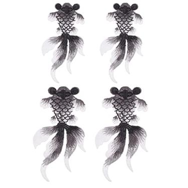 Imagem de 4 peças de adesivos de costura, design de peixe-dourado, aplique, roupas, materiais de decoração