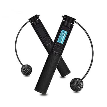 Imagem de Maogear Corda de pular digital para fitness, corda de pular sem corda e com fio duplo alternável, corda de pular para exercícios ajustável para homens, mulheres, crianças, meninas (preto)