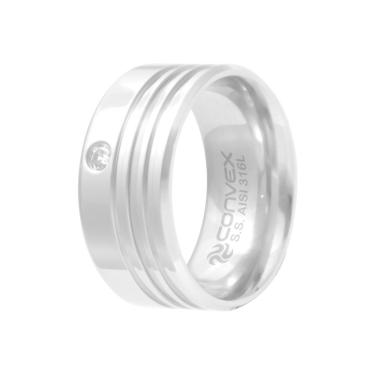 Imagem de Aliança de Namoro Chrome Triple 10mm com Zircônia