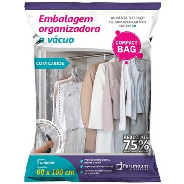Imagem de Saco A Vácuo Protetor Organizador De Roupas Com Cabide 60x100cm - 1394 Paramount