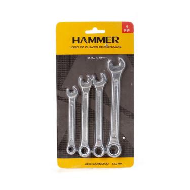 Imagem de Kit 4 Peças Chave Combinada Aço Carbono Hammer - CAC-40K