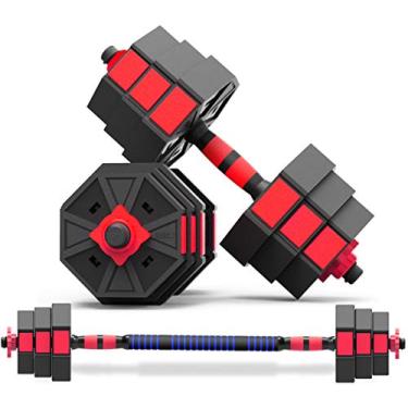 Imagem de Halteres multifuncionais/halteres Home Peso ajustável Halteres Fitness Equipment Treinamento Braço Muscle Fitness com biela, vermelho, 20 kg