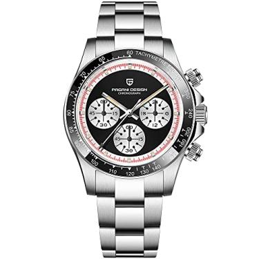 Imagem de Pagani Design Relógio Masculino Safira Relógio de Quartzo Esportivo Aço Inoxidável Relógio Masculino Impermeável VK63 Movimento Moda Cronógrafo, 1676 Preto, Cronógrafo