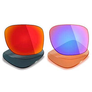 Imagem de Mryok 2 pares de lentes polarizadas de substituição para óculos de sol Oakley Holbrook OO9102 - Opções, Vermelho fogo e rosa cobalto, One Size