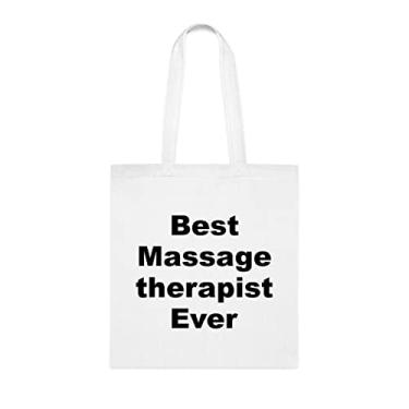 Imagem de Bolsa tote para massagista, melhor bolsa para massagista, presente para massagista, bolsa de ombro para massagista, bolsa de ombro para terapeuta, bolsa reutilizável para massagista, ideia de de Natal, Branco