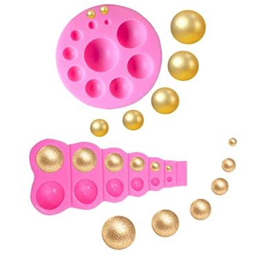 Imagem de MEMOVAN Molde de fondant de pérola 3D 2 peças semi esfera molde de chocolate de silicone molde de pirulito cúpula redondo molde de silicone mini bola de meia pérola molde de decoração de bolo