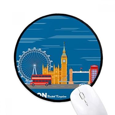 Imagem de DIYthinker London Eye Double Decker Buses Graffiti Mouse Pad Desktop Office Tapete Redondo para Computador