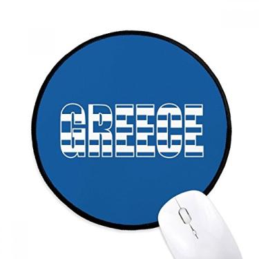 Imagem de DIYthinker Mouse pad com nome da bandeira do país da Grécia para mesa de escritório tapete redondo para computador