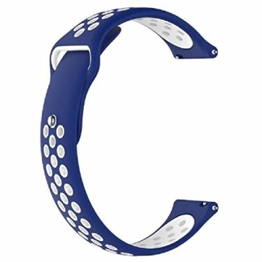Imagem de 1 pulseira de silicone para relógio de pulso de 17 cm a 20,5 cm para Huawei (Watch GT/Watch 2 Pro), Azul, branco, Pulseira