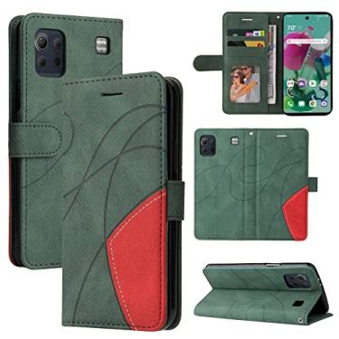 Imagem de Capa carteira para LG K92 5G, compartimentos para porta-cartão, capa de poliuretano de luxo anexada à prova de choque TPU com fecho magnético com suporte para LG K92 5G (verde)