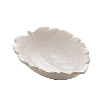 Imagem de FOLHA DECORATIVA DE CERÂMICA BANANA LEAF 16x12x4CM BRANCO