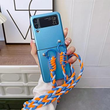 Imagem de Colar tiracolo cordão torcido estojo galvanizado para Samsung Galaxy Z Flip 3 4 5G Z Flip3 Flip4 Zflip4 capa,D,para Z Flip 3