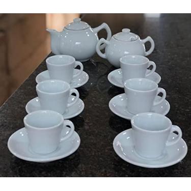 Jogo de Chá para Adultos Jogo de Chá com Bule Conjunto de 4 Chávenas de Chá  em Porcelana com Colheres, Bule Branco, Bandeja para Servir :  : Cozinha