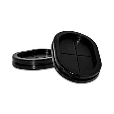 Imagem de Flyshop Preto 50 x 75 mm, ilhós ovais de borracha de 5 x 7,6 cm, furo de borracha sintética com ilhós para proteção de fio Firewall buraco plugue, dupla face, pacote com 8