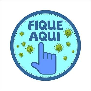 Imagem de Adesivo p/Chão Mantenha Distância Azul 10 Unidades Mod 05