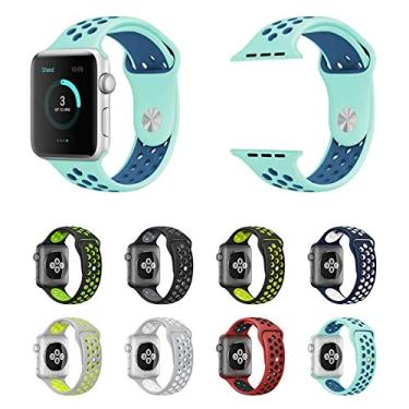 Imagem de Pulseira NK-Sport LTIMPORTS, compativel com Apple Watch 46mm Series 11/10, 45mm Series 9/8/7, 44mm Series 6/5/4/SE, 42mm Series 3/2/1 e Apple Watch Ultra 49mm 3/2/1 (Verde Água com Azul)