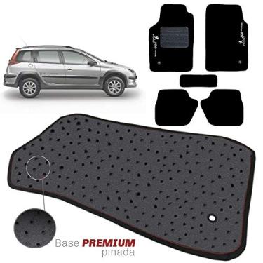 Imagem de Jogo de Tapete Carpete Tevic Pinado Peugeot 206 Escapade 1998 Até 2010 Impermeável Lavável Logo Bordado 5 Peças
