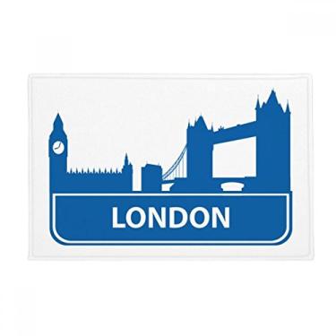 Imagem de DIYthinker London England Tapete de porta de banheiro com padrão de marco azul antiderrapante