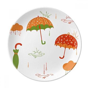 Imagem de Prato decorativo de porcelana Salver Prato de jantar Cloud Umbrella Rain Drip
