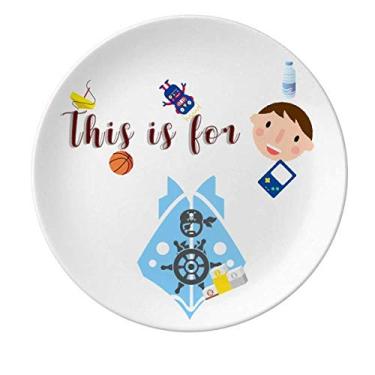 Imagem de Volante pirata navio navegação porcelana prato jantar redondo menino homem