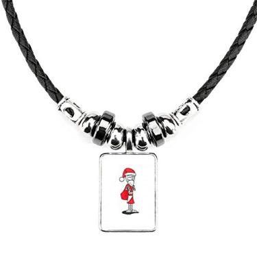 Imagem de DIYthinker Colar de Natal, Papai Noel, Horus, chapéu, colar, joias, torque, corda de couro, pingente