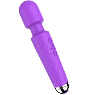 Imagem de Massageador de varinha portátil sem fio pessoal, Atualização potente recarregável silencioso à prova d'água Massageador de varinha presente com 20 modos de vibração e 8 velocidades