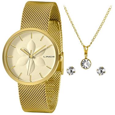 Imagem de Kit Relógio Lince Dourado Feminino LRGH154L KZ74C1KX