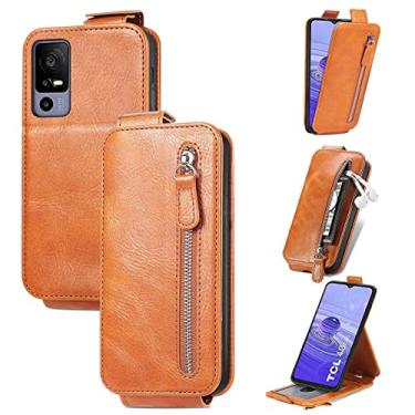 Imagem de Capa protetora para telefone Compatible with Alcatel TCL 40R Wallet Case, Premium Leather Case Built-in Credit Card and Cash Slots, Flip Cover with Kickstand Magnetic Phone Case for Alcatel TCL 40R Ca