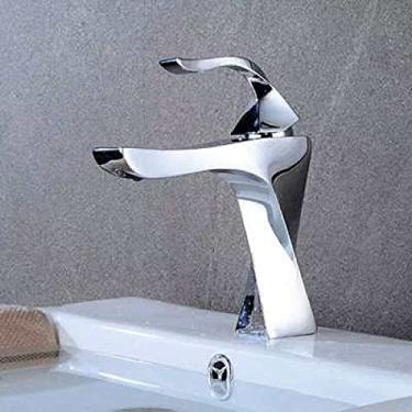 Imagem de Torneira para lavatório preta e cromada para pia de banheiro Torneiras para lavatório de alça única Deck Wash Hot Cold Mixer Tap Crane, SLT086SS