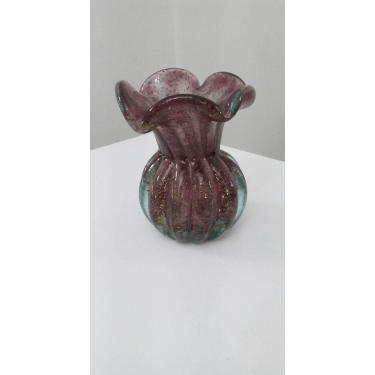 Imagem de Vaso de Murano Lilás com Pó de Ouro 13 cm