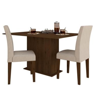 Imagem de Mesa De Jantar 2 Cadeiras Atenas Imbuia/suede Bege - M. Arapongas