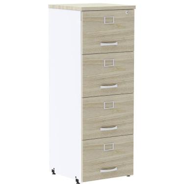 Imagem de Armário De Arquivo Oficio Pe25 Pandin 45,70 Cm Em Mdp Nogueira Casablanca E Branco 4 Gavetas