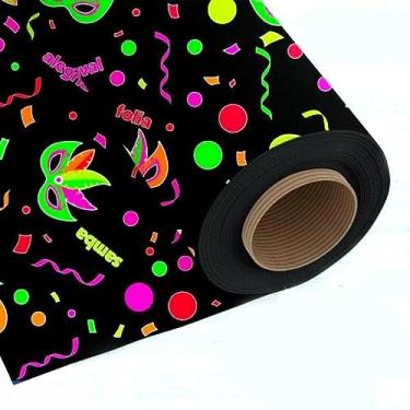 Imagem de TNT Estampado Carnaval folia/Mascara Neon 4,00m X 1,40m Brilha com luz negra