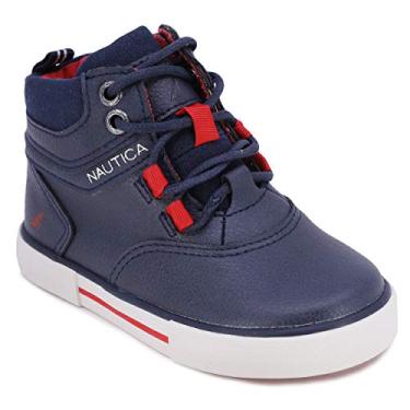 Imagem de Nautica Kids Horizon Sneaker-Lace Up Fashion Shoe- Boot Like High Top-Manchart-Navy Red-12