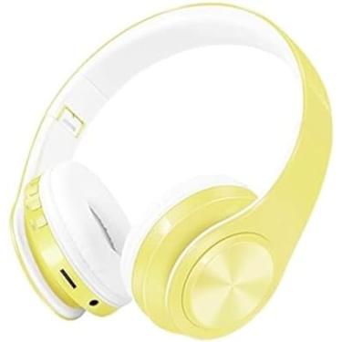 Imagem de Fones De Ouvido Bluetooth Headset Fones De Ouvido Sem Fio Com Suporte Para Cartão SD Com Reprodução De Microfone 20 Horas Eletrônica,Amarelo Suave,P 52x30x20cm,Hilarious123