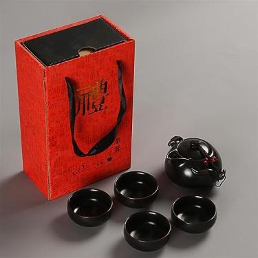Imagem de Conjunto de chá chinês/japonês novo presente de chá chinês conjunto de chá de viagem conjunto de chá kung fu bule de chá portátil chá de porcelana Gaiwan xícaras de chá de cerimônia de chá ferramenta de chá portátil conjunto de chá conjunto de presente de chá (tamanho: preto 5