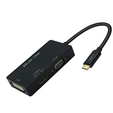 Imagem de BELIN LINK Adaptador USB-C(Thunderbolt 3) para HDMI VGA DVI, tipo C para HDMI VGA DVI conector banhado a ouro 3 em 1 adaptador de vídeo, para Huawei Mate 10/MacBook Pro/Dell XPS 13/Chromebook Pixel