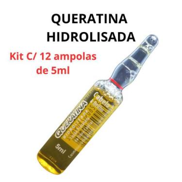 Imagem de Queratina Hidrolisada 5ml Cabelo E Brilho -Kit C/ 12 Ampolas - Arovite